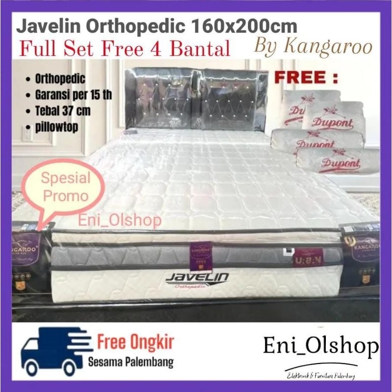 PROMO 1 Set Springbed Javelin Orthopedic Pillowtop 160x200cm Tebal 37cm by Kangaroo, Palembang