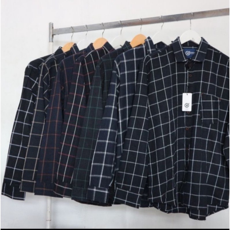 Kemeja Flanel pria hem lengan panjang distro murah