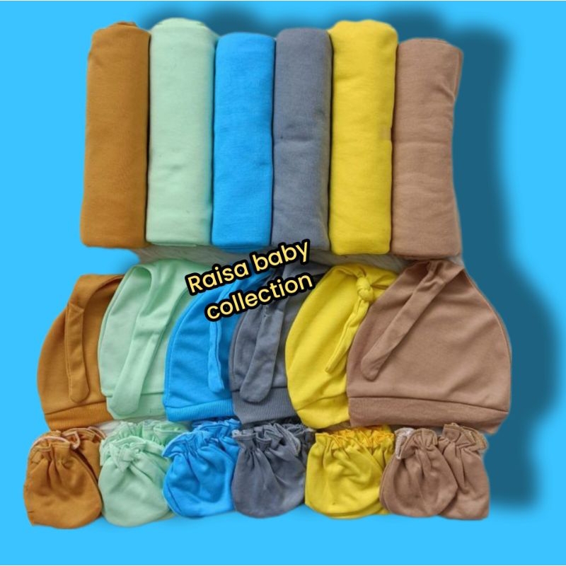 set 4 in 1 paket bedong/topi/sarung tangan/sarung kaki