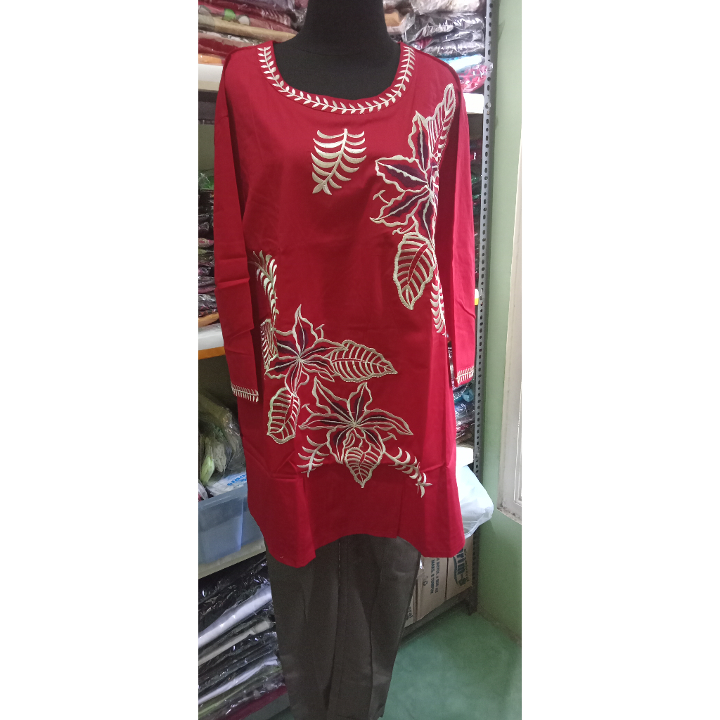 baju wanita jumbo / Blouse ALC Katun Bordir Jumbo