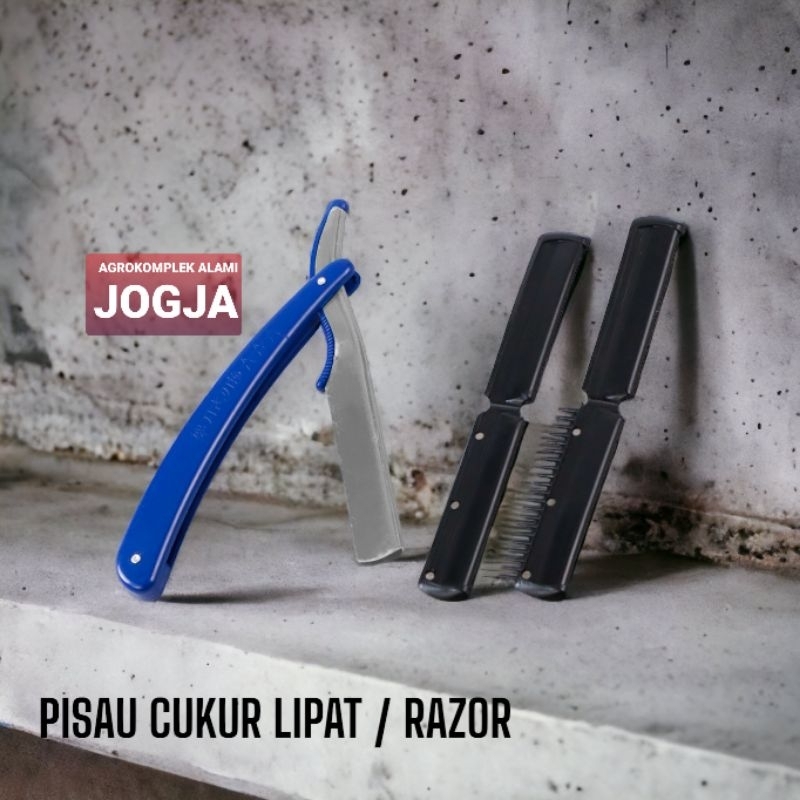 Pisau Cukur Lipat Barber Razor Shaving Knife Gagang Pisau Cukur Lipat Cukur Rambut Jenggot Kumis Barber Razor Shaving Knife