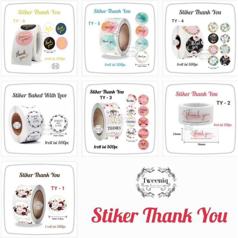 

500pc Stiker sticker Thank you bulat persegi support my business 1 rol 500 bj
