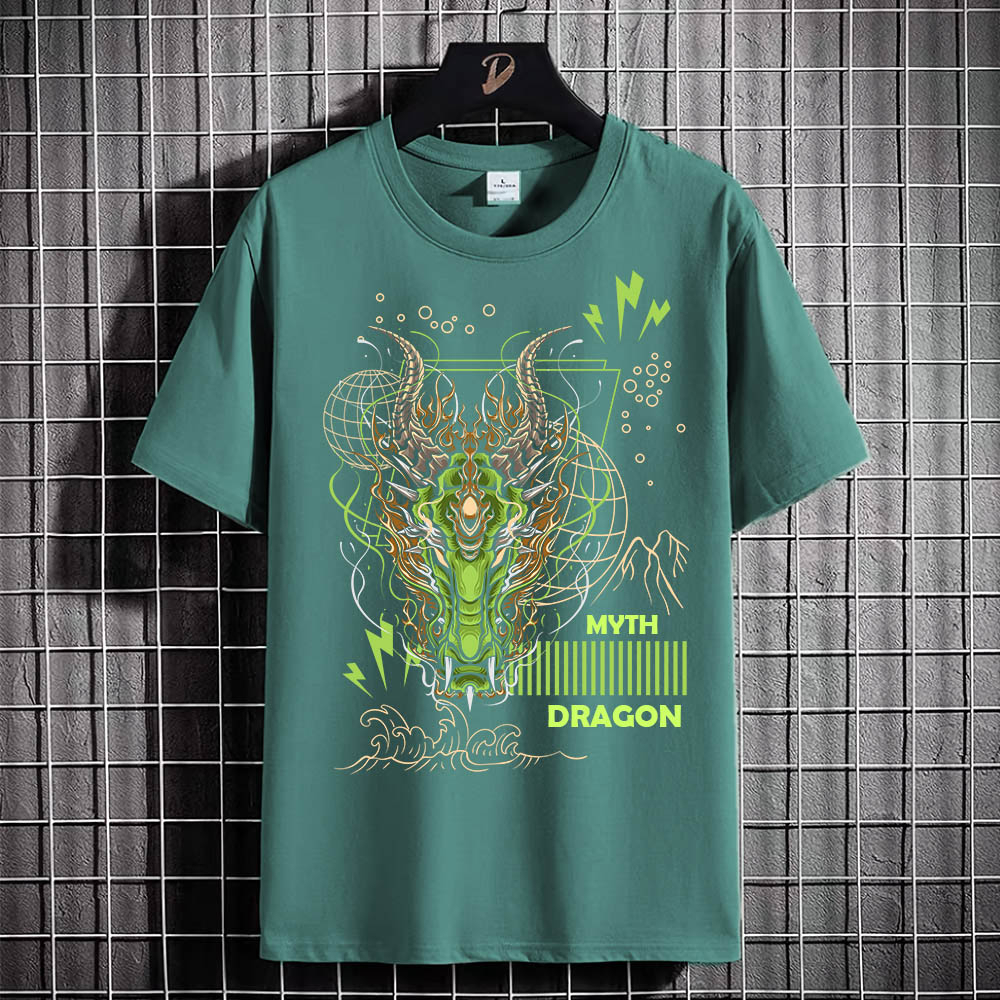 Kaos Tshirt Pria Baju DRAGON NEON Distro Basic Lengan Pendek Cowok Kasual DTF
