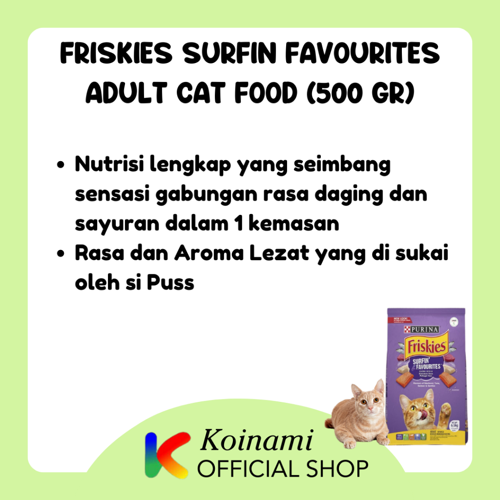 Friskies Adult Surfin Favourites 500gr / Makanan Kucing Kering / Snack Kucing / Makanan Kucing Tuna