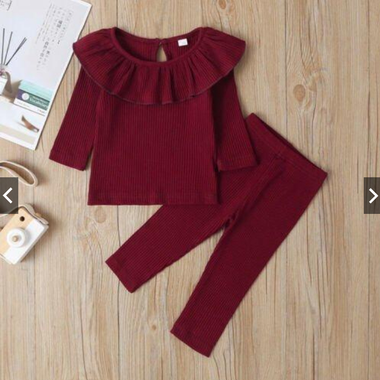 SETELAN ANAK ELISSA RIB Usia 1-5 thn / Set Anak Perempuan Lengan Panjang Ruffle Knit Rib