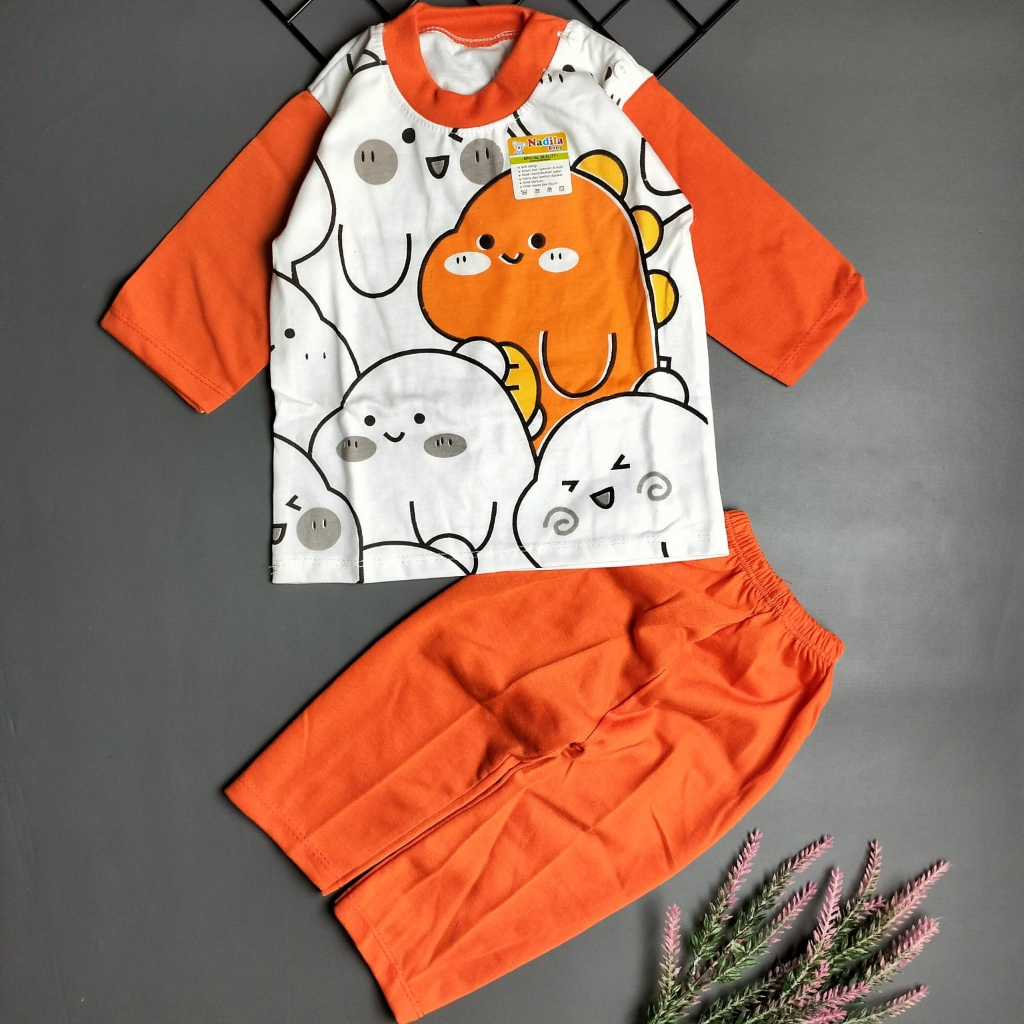 piyama setelan bayi 3-12 bulan motif cute dino