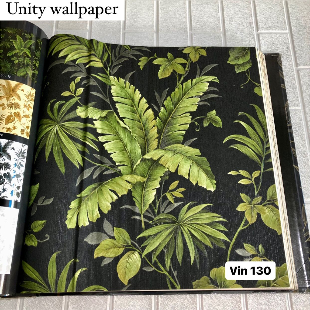 WALLPAPER DINDING DAUN HIJAU GOLD TROPICAL PALEM VINCENZO