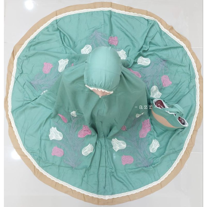 Mukena Katun Rayon Bordir Bunga Tulip