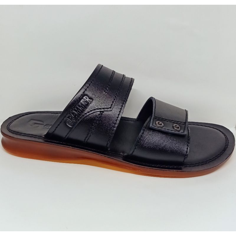 Sandal Slide Ban 2 Pria Bahan Full Kulit Asli SL05 Grammer