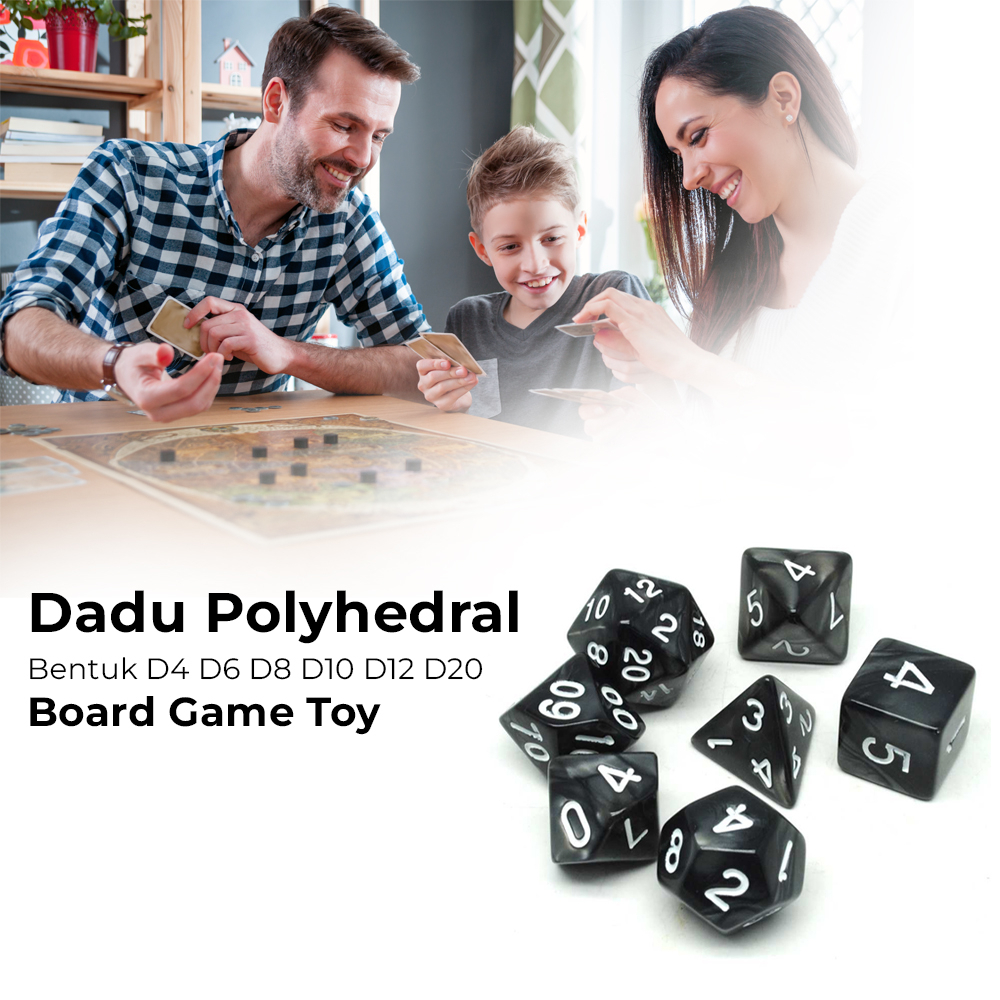 Dadu multi bentuk (Dadu Dungeons & Dragons Polyhedral Board Game Dice Set ( D4 D6 D8 D10 D12 D20 )