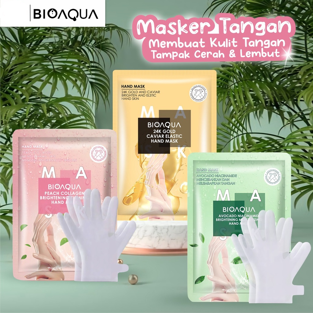 BIOAQUA Niacinamide Brightening Moisturizing Hand Mask 35g Masker Tangan Pengelupas Kulit Mati BPOM