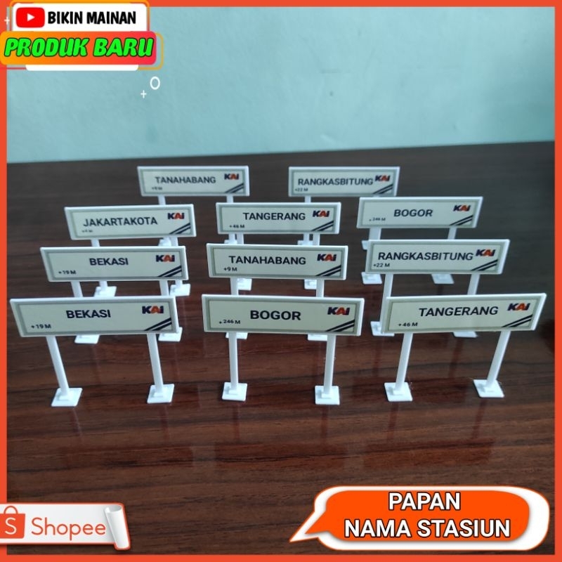 Papan nama stasiun kereta api skala HO (handmade)