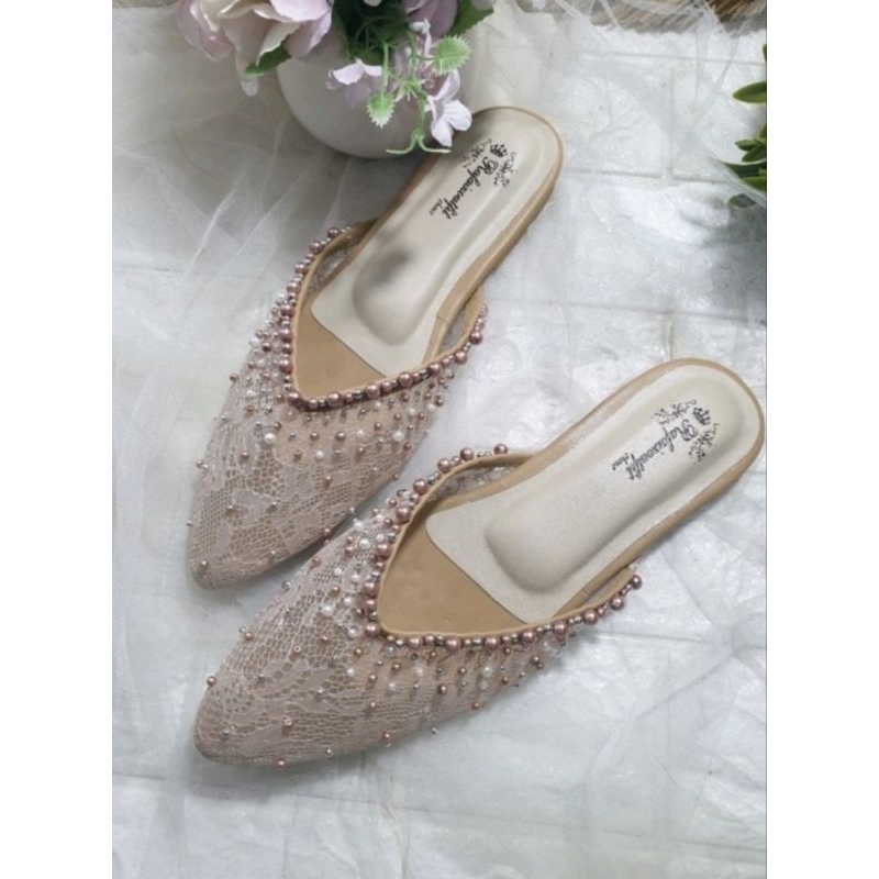 flatshoes anayya Nude brukat cream yg cantik