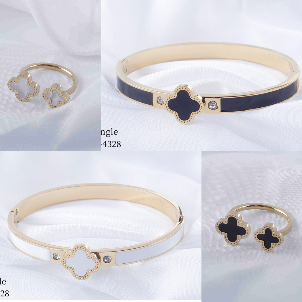 Set Pehiasan Titanium Gelang/Cincin Dan Anting 4328/8446