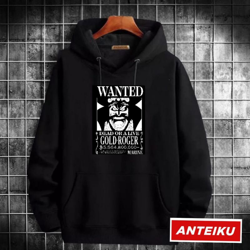 [Promo Sale] Sweater Hoodie Anime One Piece Gold D Roger Wanted Pria Wanita M-XXL