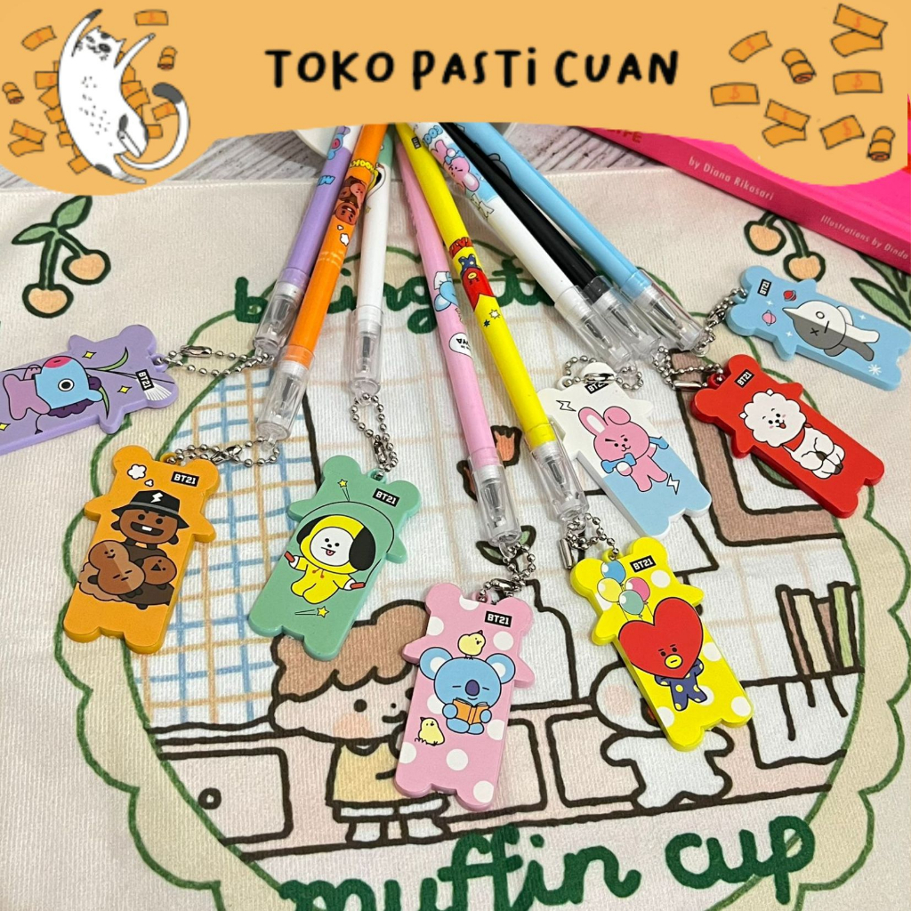 

pulpen pena gantungan cermin kartun korea bz21 bulat tinta warna hitam atk keperluan anak sekolah pena lucu imut unik bolpen fancy bisa COD termurah import