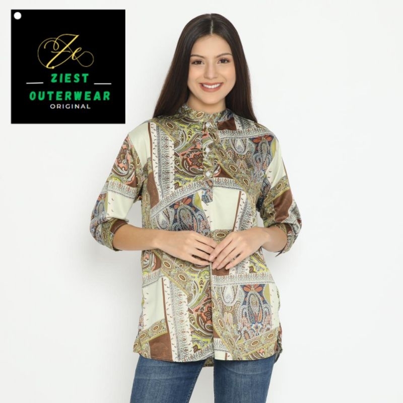 ZIEST OUTERWEAR Unisek Silky Premium Motif Lengan Tanggung Over Size