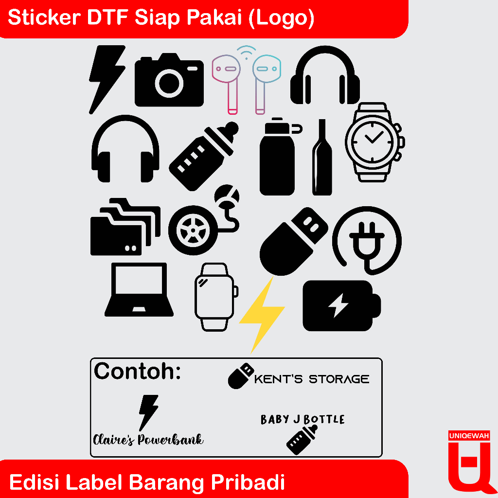 Stiker Sablon Setrika DIY DTF Edisi Label Nama Barang