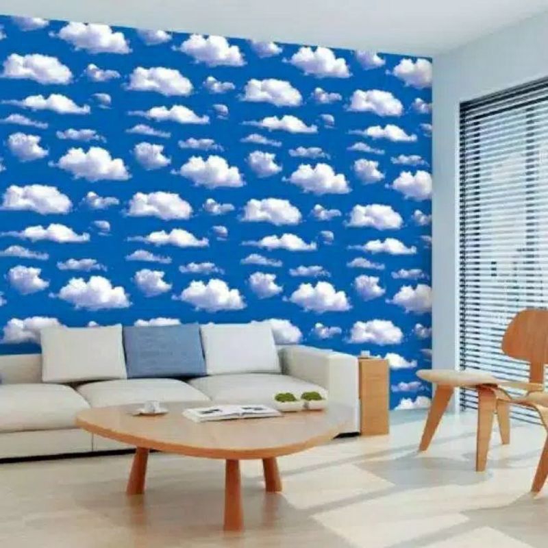 Wallpaper Dinding Kamar Anak Premium Wallpaper Dinding Motif Awan Wallpaper Dinding Motif Anak Biru