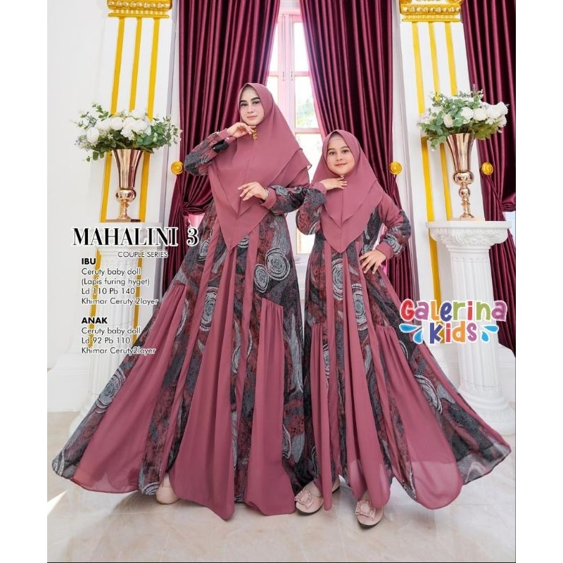 Coupel seria ibu dan anak gamis set syari mahalini