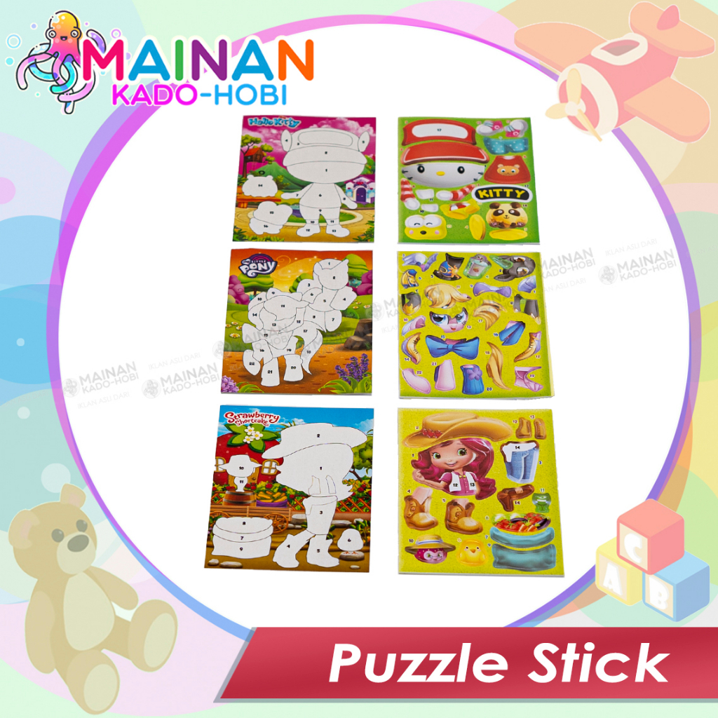 MAINAN EDUKASI ANAK PEREMPUAN BONGKAR PASANG STICK AND MATCH PUZZLE KARAKTER