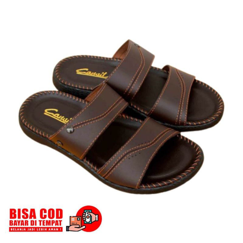 Sandal Selop Pria Casual Kulit Slop Slide Terlaris