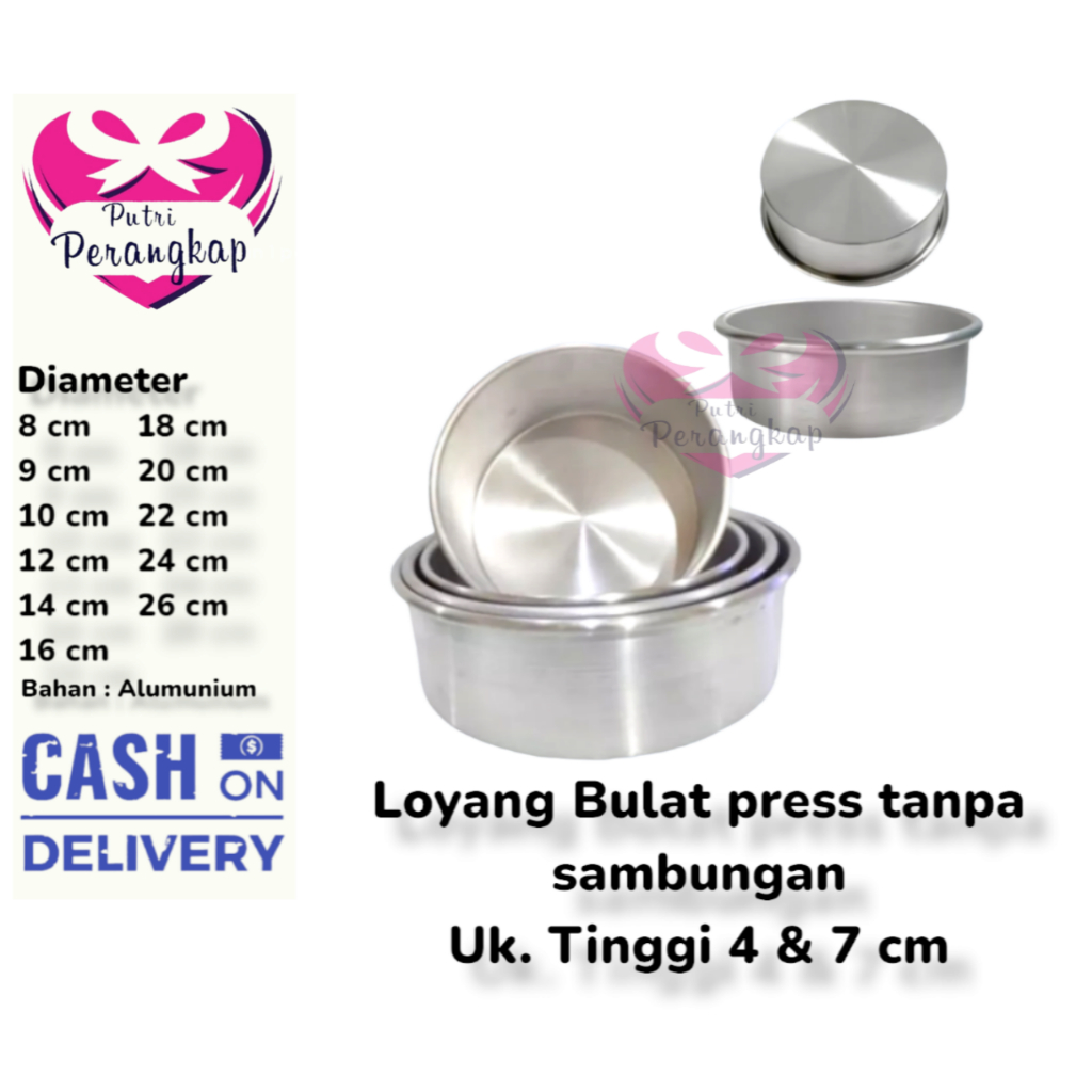 loyang bulat pres tanpa sambungan / loyang bento cake / loyang bolu bulat / loyang bulat tinggi 4 cm