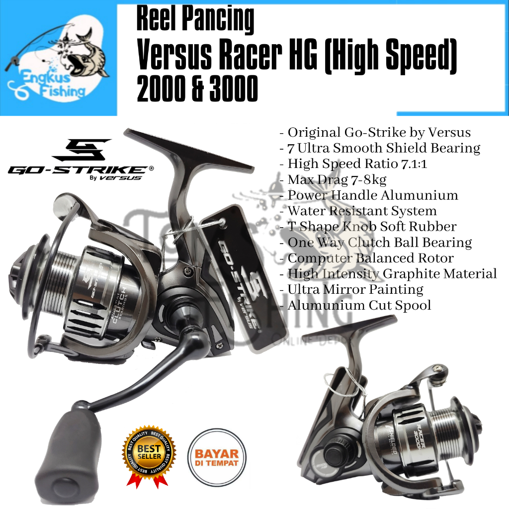 Reel Pancing Go Strike Versus Racer HG 2000 / 3000 (7.1:1) Power Handle Murah - Engkus Fishing