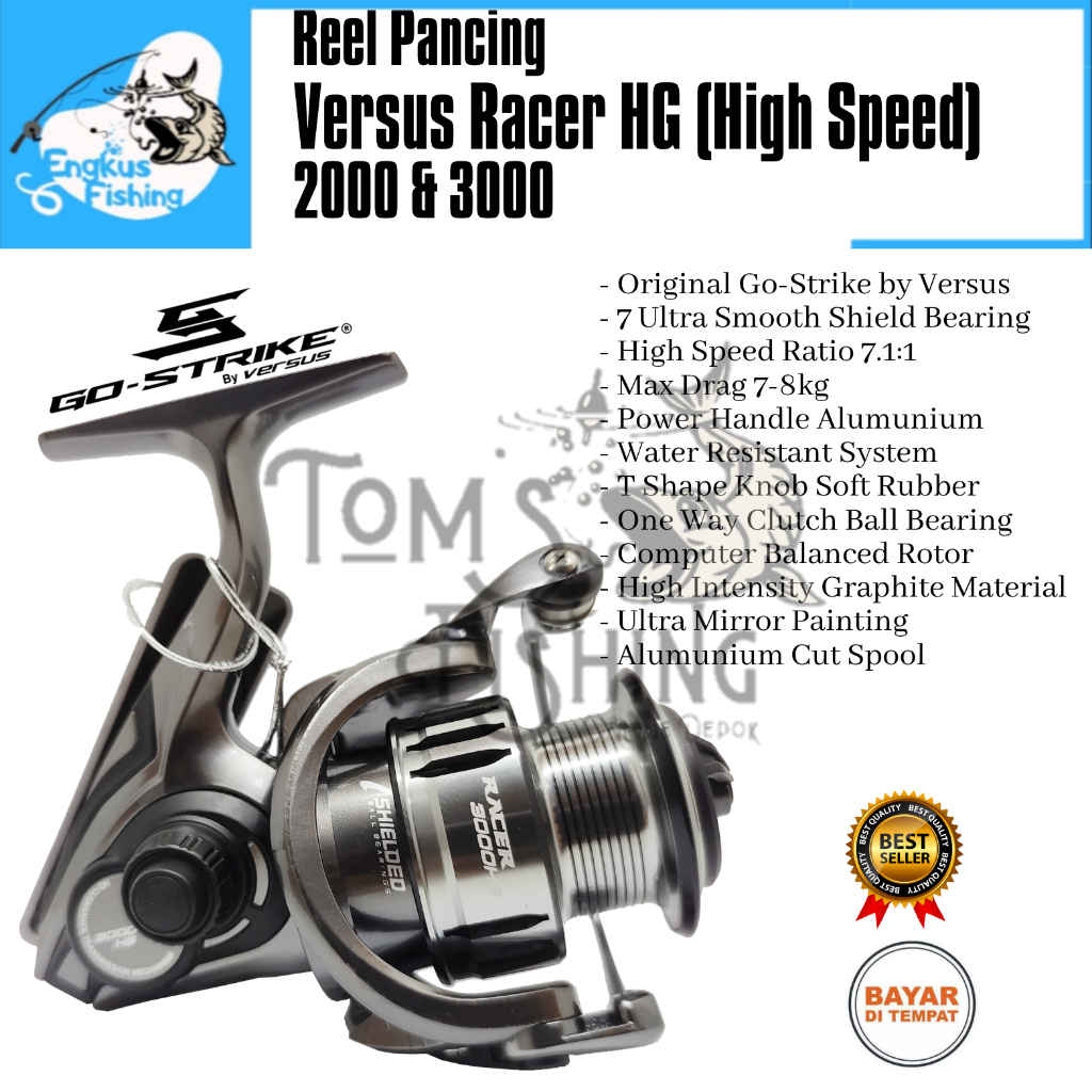 Reel Pancing Go Strike Versus Racer HG 2000 / 3000 (7.1:1) Power Handle Murah - Engkus Fishing