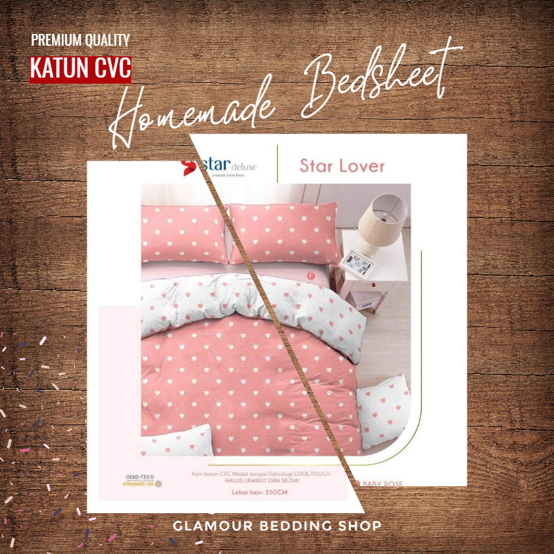 Sprei KING 200x180 Kain Katun CVC Katun Lokal Homemade Sprei Motif By STAR Deluxe