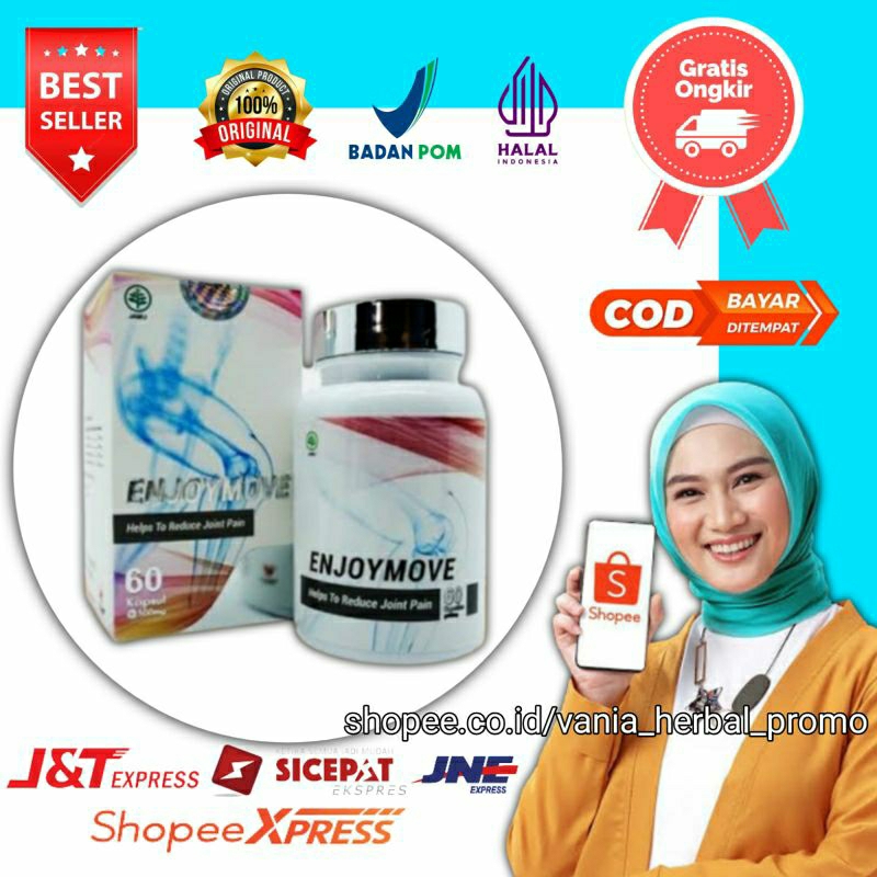 ENJOYMOVE ASLI 100% ORIGINAL OBAT SARAF ATASI SYARAF KEJEPIT NYERI SENDI & REMATIK ORI BPOM KAPSUL H