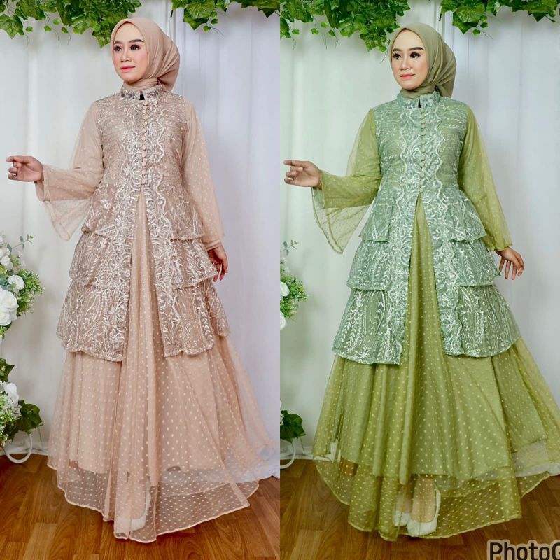 GAMIS ELAF GOWN INNER+OUTER // BAHAN TILLE BORDIR EXCLUSIVE KOMBINASI TILLE DOTTY // DALAMAN FULL FURING SATIN VELVET // SERAGAMAN KELUARGA // BAJU PESTA BRUKAT // BAJU LEBARAN // KEBAYA WISUDA LAMARAN // BAJU WISUDA // KEBAYA ORIGINAL // By PELANGI JAYA