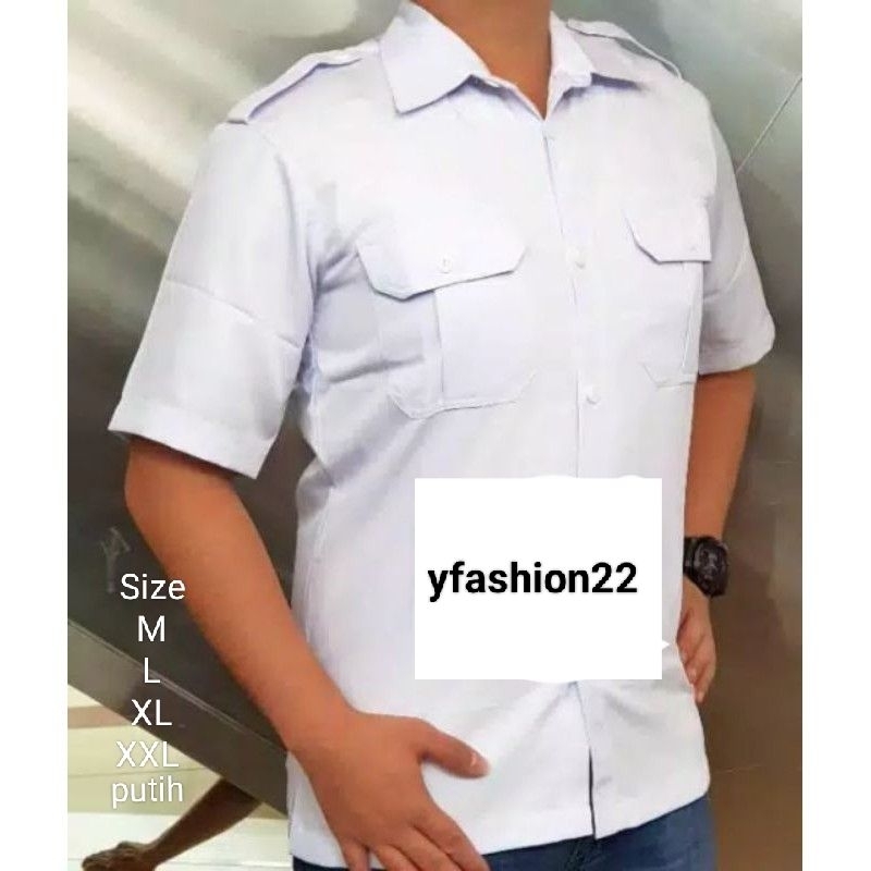 Baju Dinas Putih Pria Lengan Pendek Kemeja Putih PNS Pria Baju Putih Pria Lengan Pendek Pemda