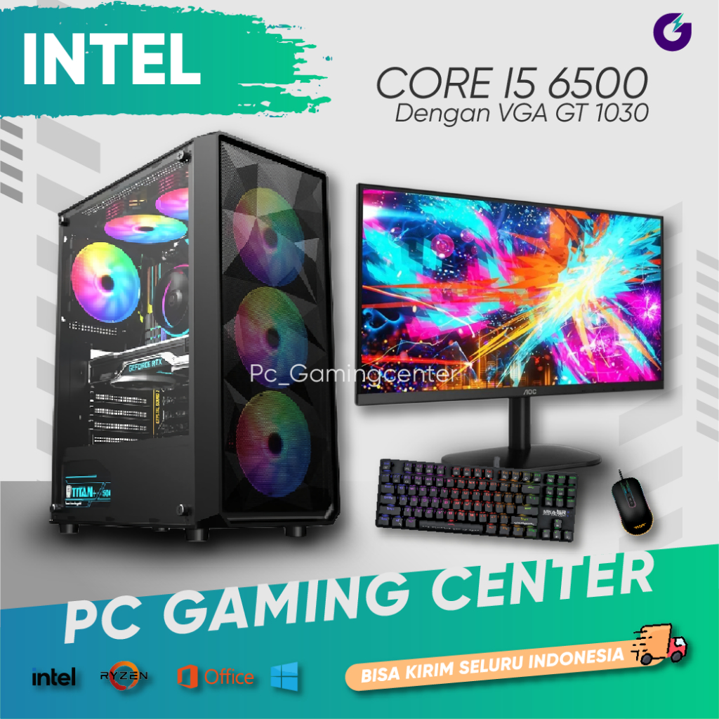 PC Gaming Core i5 6500 VGA GT 1030 4GB Komputer Editing Lengkap Monitor Murah