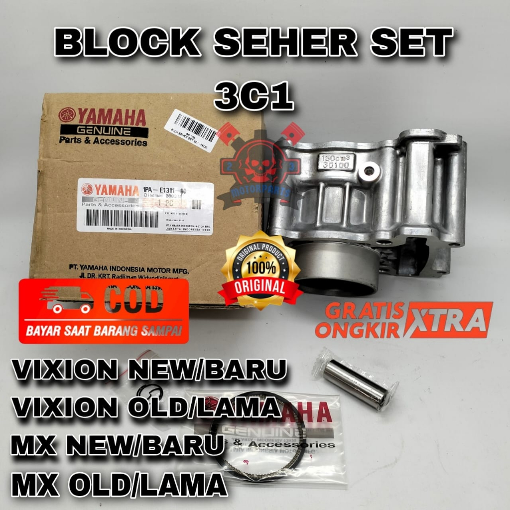Blok Seher Yamaha 3C1 Block Piston Vixion NVL Vixion Old R15 V2 Boring Silinder Set Kualitas Asli Or