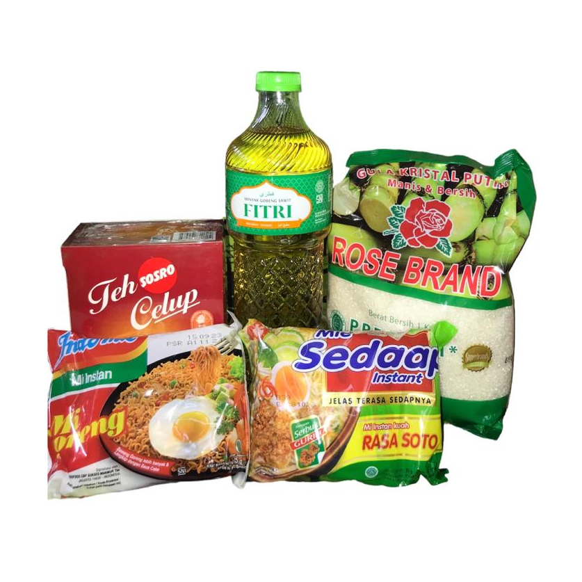 

PAKET SEMBAKO MURAH (GULA,MINYAK GORENG,INDOMIE,TEH CELUP)