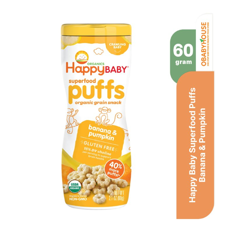 Happy Baby Superfood Puffs Banana &amp; Pumpkin 60 gram