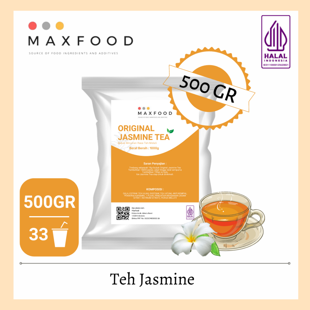 

MAXFOOD - ORIGINAL JASMINE TEA MAX FOOD / BUBUK MINUMAN TEH RASA MELATI 500GR