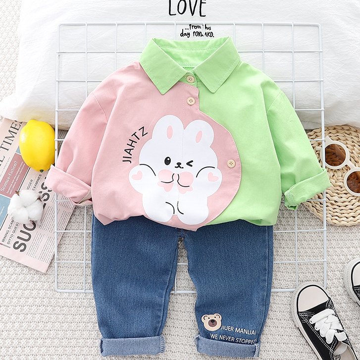 Setelan Kemeja Anak Perempuan Baju Anak Cewek Import Set RABB1T