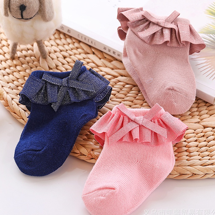 (Pimenova) kaos kaki anak renda polos kaos kaki anak renda korea , kids socks renda satin gliter