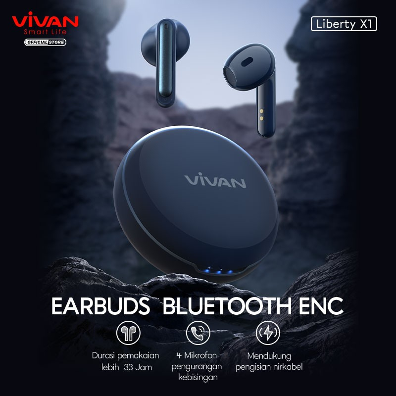 HA VIVAN Headset TWS Liberty X1 Handsfree Headphone Earphone Musik Music Lagu Mp3 Audio