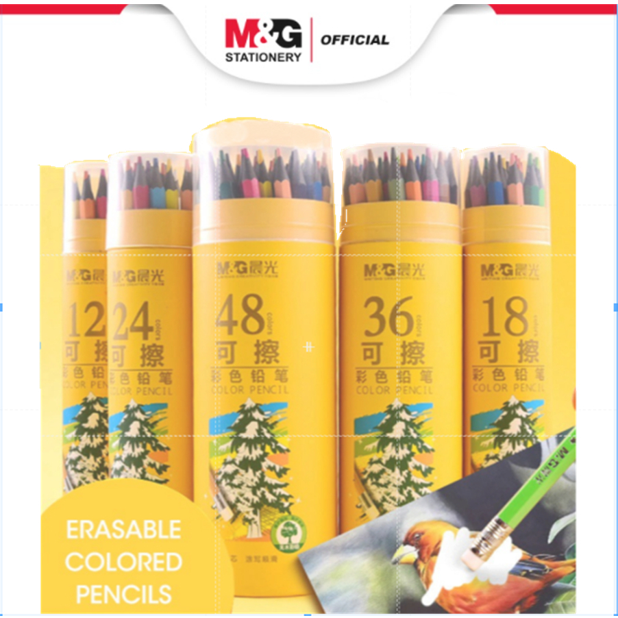 

M&G Pensil Warna Dapat Tidak beracun Aman bisa Dihapus Dilengkapi Tabung Plastik Erasable Color Pencil