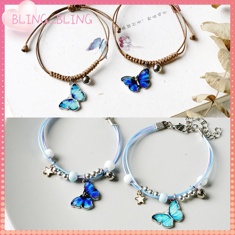 gelang kupu kupu modis/gelang cool wanita/gelang lapis keren/Gelang Tangan Rantai Banyak Lapis Aksen