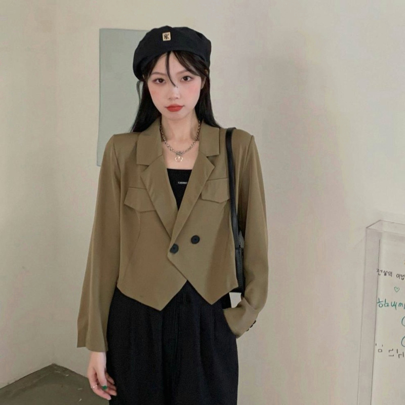 MOOGU ♡ Blazer korea lengan panjang kasual wanita short coat