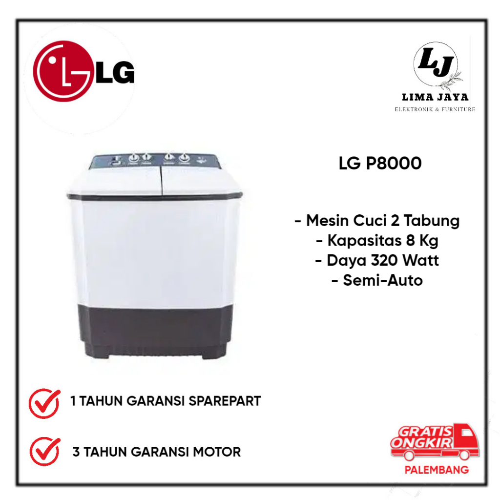 Mesin Cuci 2 Tabung LG P8000 Mesin Cuci Dua Tabung LG 8 Kg