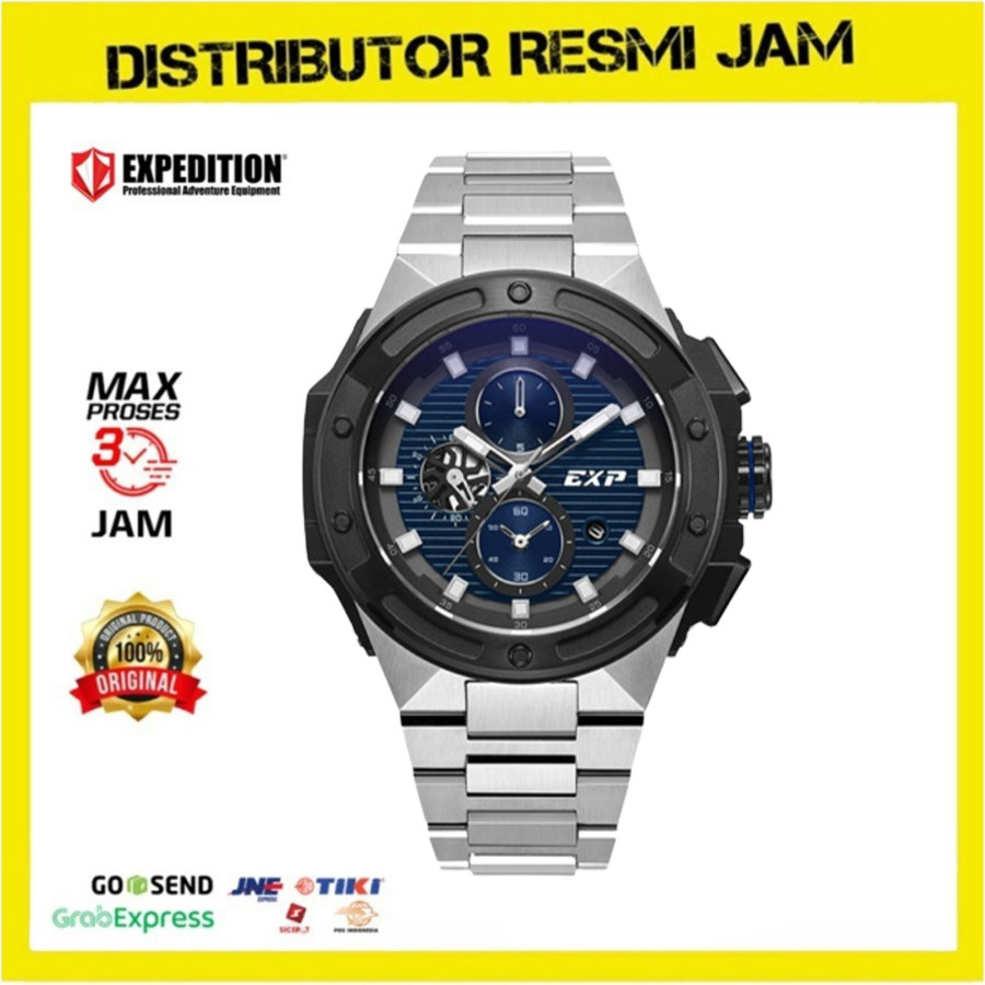 Jam Tangan Pria Expedition EXP6818MCB EXP 6818 MCB E6818 Silver Blue