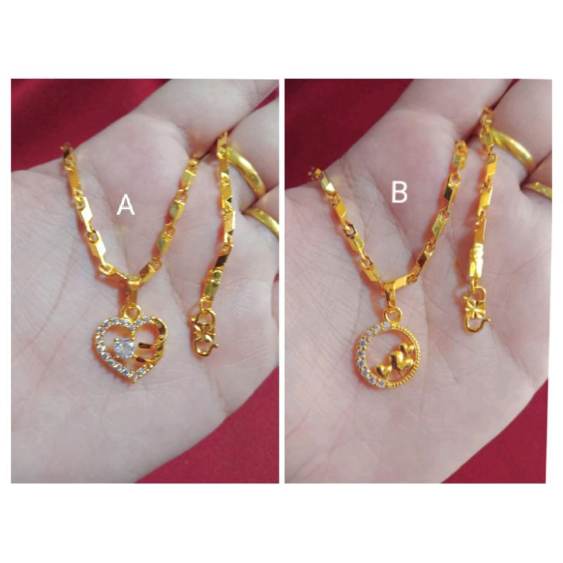 kalung padi balok love zicron 45cm dan 50cm lapis emas 24 k