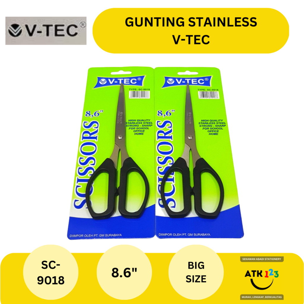 Gunting Kertas Stainless Steel / Stationary Scissors V-Tec SC-9018