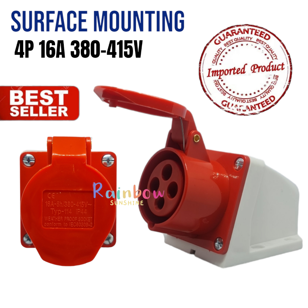 Surface Mounting 4P 16A 114 Wall Socket Waterproof IP44