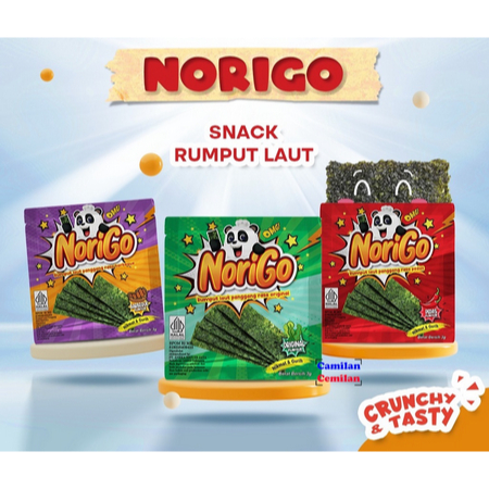 

[PGO] 1Box Isi 12pcs Norigo / Nori Sachet Seaweed Snack 3g Rumput Laut Halal Rasa Original